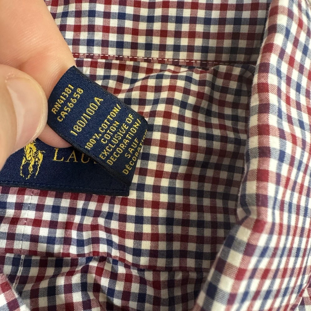 Ralph Lauren Men's L Red Plaid Long Sleeve Button Front Shirt - Picture 4 of 7